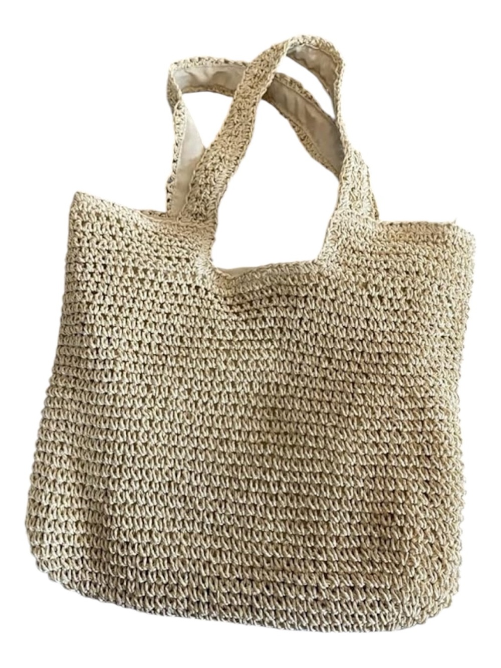Handwoven Cream Straw Tote‎ Bag - Casual Travel & Everyday Carry